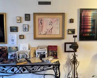 Pablo Picasso Print over Wrought Iron Grapevine Console Table