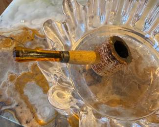 $25, Corn Cob Tobacco Pipe Lucite Stem Smoking Pipe Rustic Americana Collectible Deco