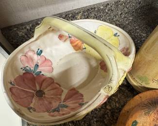 Hull Art Pottery Wildflower Ceramic Basket with Handle