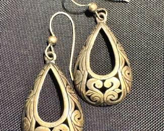Teardrop Sterling Earrings with Scrollwork