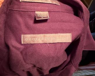 $25, Geoffrey Beene Burgundy Textured Blouse Top Womens Long Sleeve Dress Shirt Size Medium
