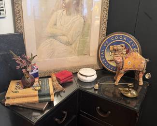 Eclectic Mixed Media Art, Books, and Decor Grouping