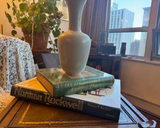 Hardcover Art Books & Cream Ceramic Baluster Vase Decor Lot