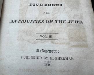 1828 Flavius Josephus Book — Antiquities of the Jews Vol III