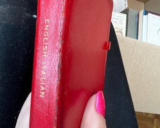 Red Leatherette English-Italian Pocket Dictionary with Tab Closure
