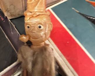 Molded Plastic and Fur Marionette — Mid-Century Old Man Character