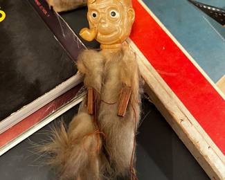 Molded Plastic and Fur Marionette — Mid-Century Old Man Character