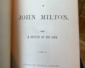 Printed Bound Book — John Milton Works by Syndicate Trading Company