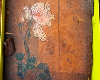 $50, Longfellow Voices of the Night-Leather Bound Painted Rose Book