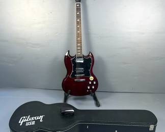 Gibson Angus Young Thunderstruck SG Cherry Electric Guitar, SN: 00170422, Lightning Bolts On Neck, With Matching Strap And Owner's Manual