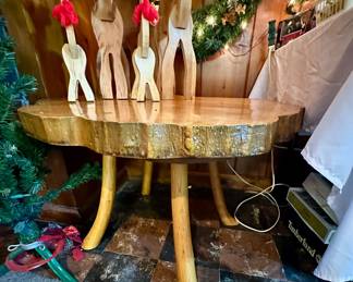 Live edge wood table.