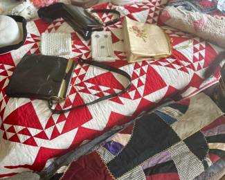 Antique quilts and quilt toppers.