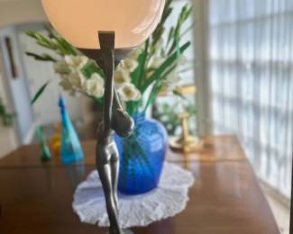 Gorgeous and rare Frankart Art Deco nude lady lamp.