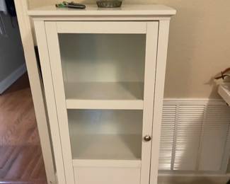 Small White Glass Front Cupboard