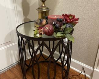 Mirror Top Round Metal Side Table