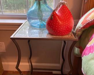 Tile Top Gold Metal Side Table