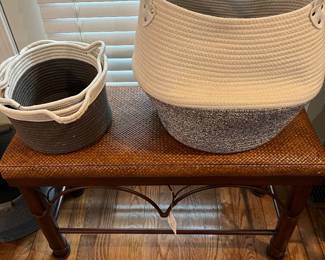 Wood/Metal Bench with Woven Top, 