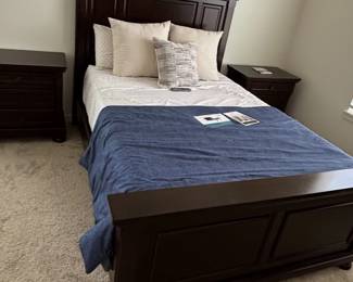 Signature Design by Ashley Porter Dark Wood Bedroom Set with TempurPedic Adjustable Base