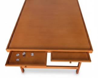 Orange Wooden Jigsaw Puzzle Table with Drawers