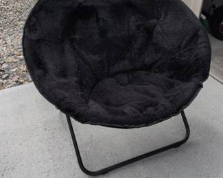 Black Faux Fur Saucer Chair