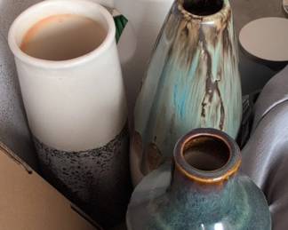 Assorted Ceramic Vases with Drip and Embossed Glazes