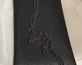 DexMey Black Saffiano Leather Envelope Clutch with Chain Strap second image