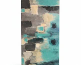 Textured Abstract Canvas Wall Art  Teal, Grey, Cream