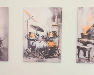 Piece Abstract Musical Instruments Canvas Print Set