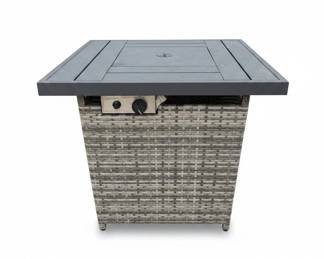 Ovios Piece Rattan Patio Conversation Set with Blue Cushions and Fire Pit Coffee Table third image