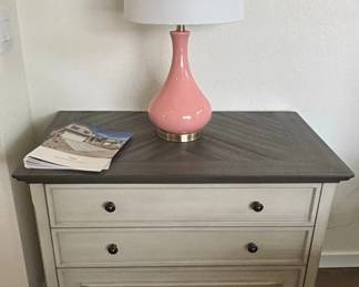 Modern Pink Ceramic Table Lamp with White Drum Shade