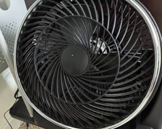 Modern Black Oscillating Fan with Chrome Accent