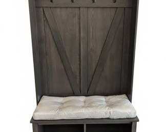 Farmhouse Hall Tree Bench with Storage and Barn Door Accents