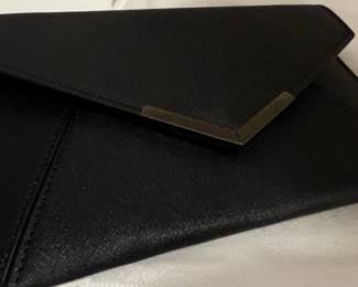 DexMey Black Saffiano Leather Envelope Clutch with Chain Strap third image