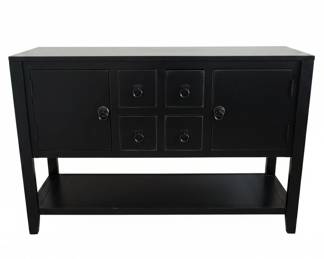 Black Console Table with Four Drawers and Two Doors