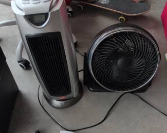 Red Stone Ceramic Tower Heater and Oscillating Fan
