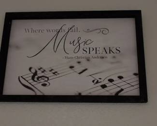 Framed Where words fail, Music Speaks Print