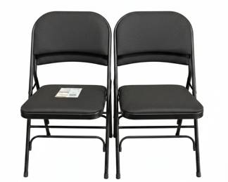 Black Padded Folding Chairs Set