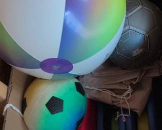Assorted Inflatable Balls and Pool Noodle