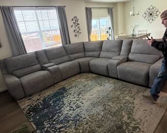 Grey Fabric Piece Power Reclining Sectional Sofa second image