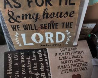 Set of Inspirational Wooden Signs Joshua , In This House, and Corinthians