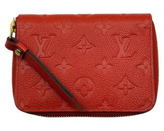 Louis Vuitton Red Empreinte Leather Zippy Coin Purse Wallet