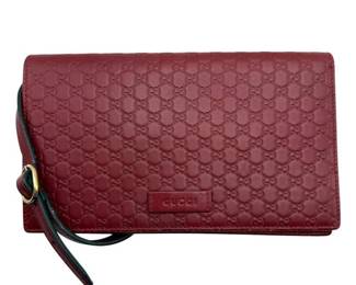 Gucci Red Microguccissima Leather Wallet Crossbody Clutch