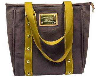 Louis Vuitton Brown Canvas x Yellow Leather Tote Bag