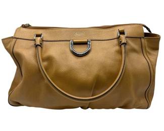 Gucci Tan Pebbled Leather Large Tote Bag