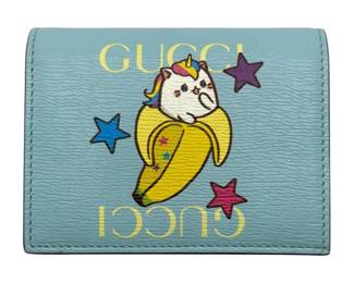 Gucci Blue Leather “Mystic Cat Banana” Wallet