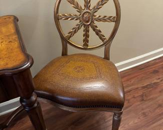 Pr. French Leather Seat Chairs 