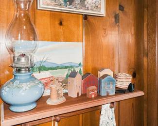 Vintage Apron, Handmade Candles, Oil Lamp, Original Artwork