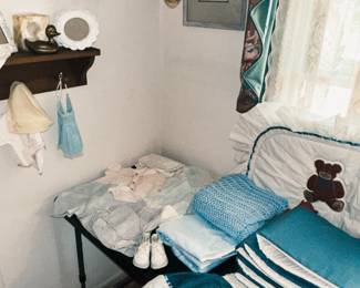 Baby Clothes, Baby Bedding, Brass Duck, Wooden Shelf