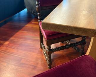 Solid Teak table seats up to 12, 6 chairs included