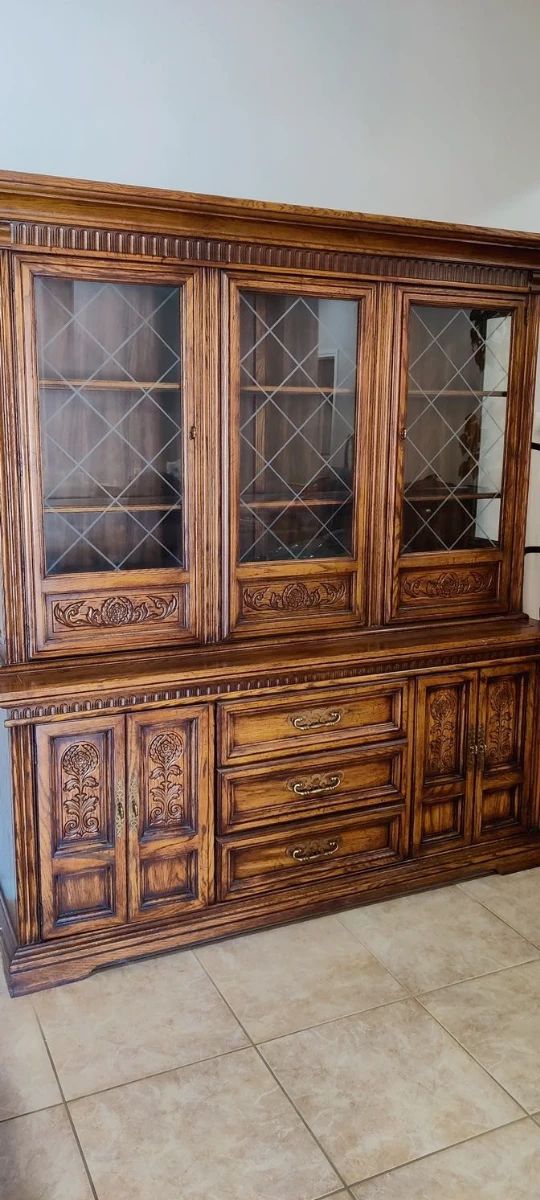 Vintage Wood 2 Piece China Cabinet